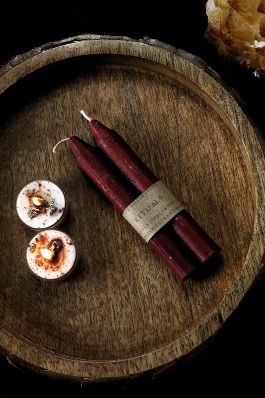 Red Colour Bees Wax Spell Candles Scented & Unscented - Set Of 2 Candle