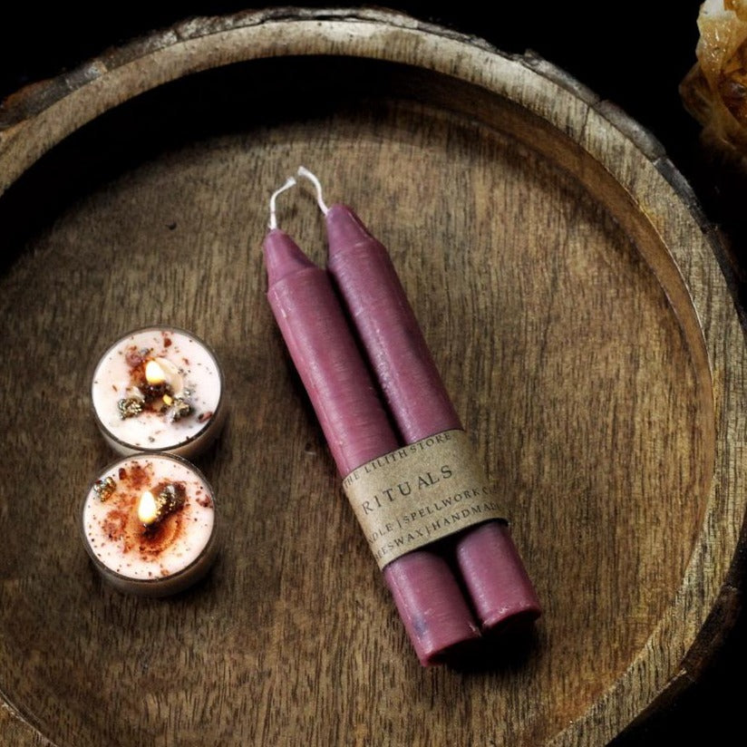 Pink Colour Bees Wax Spell Candles Scented & Unscented - Set Of 2 Candle