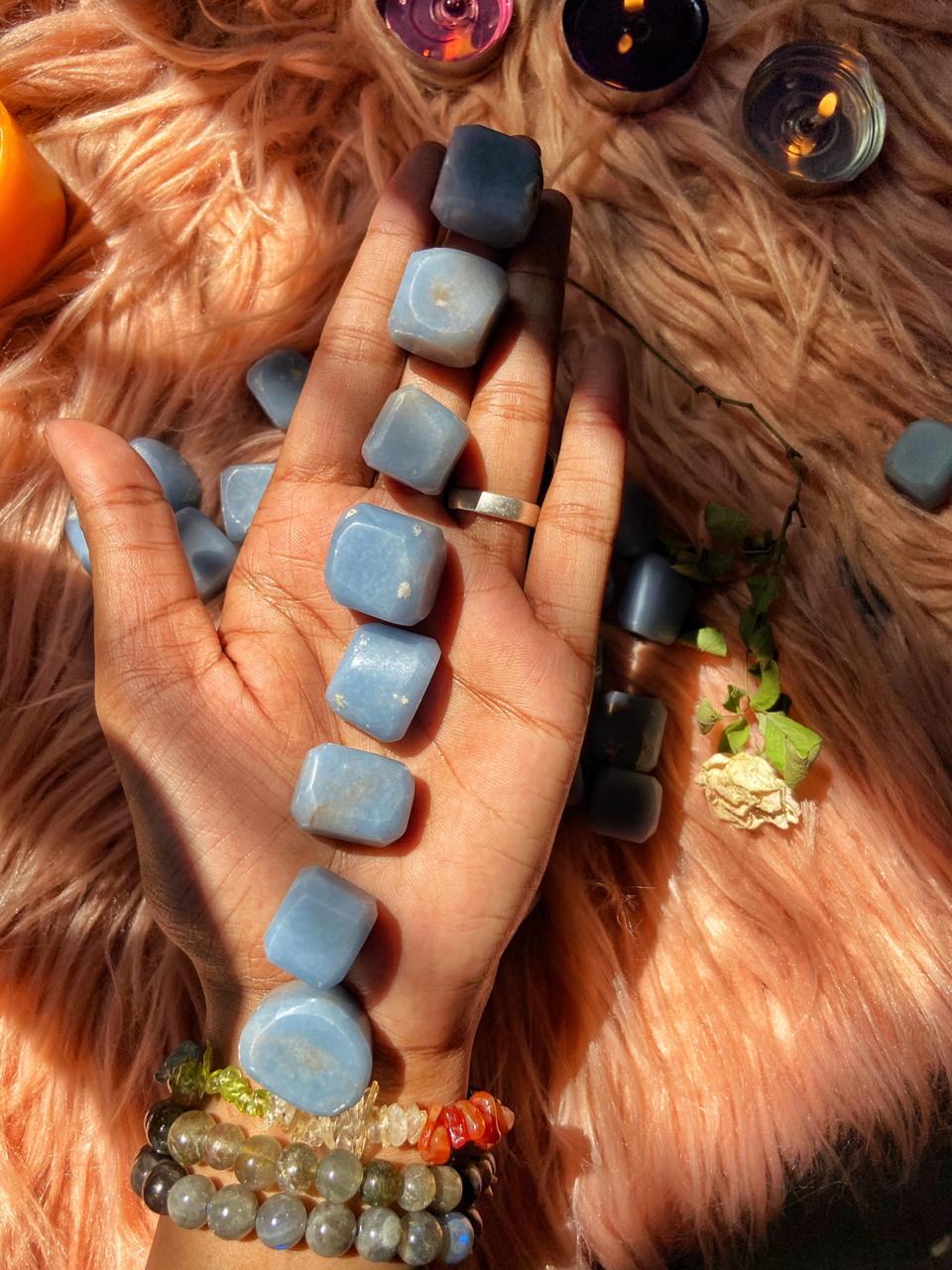 Angelite Tumble | Stone To Connect With Spirit Guides Crystal & Stones