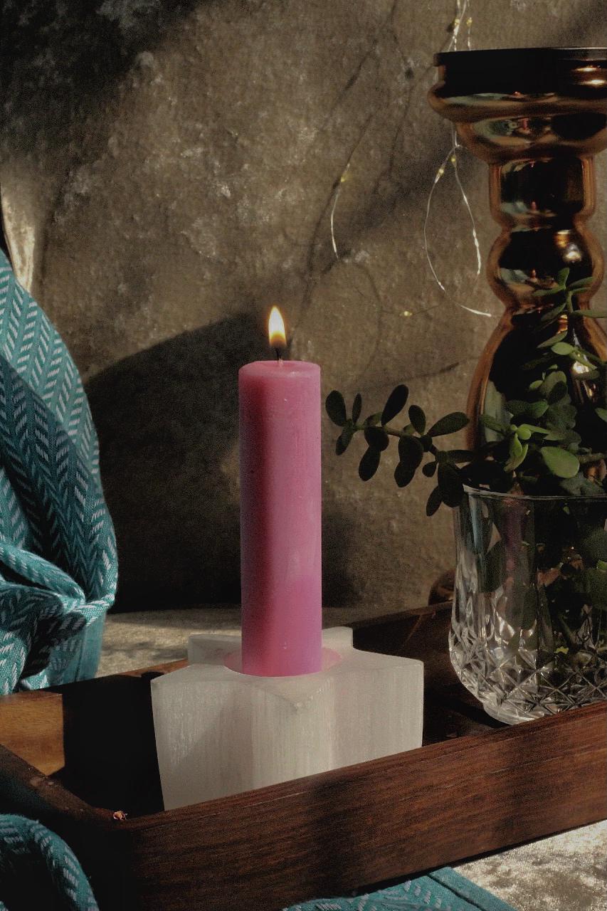 Star Shape Selenite Candle Holder Crystal & Stones