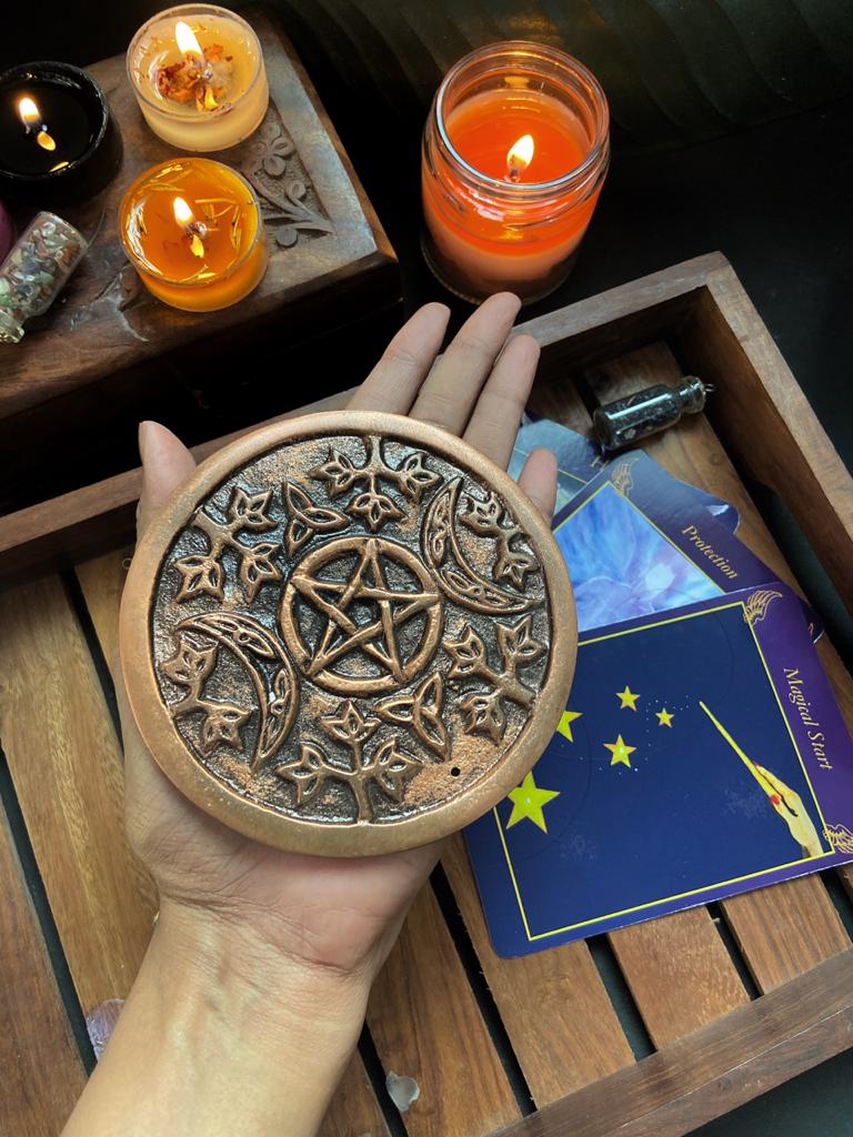Copper Pentacle Tile With The Crescent Moons | Altarware Altar