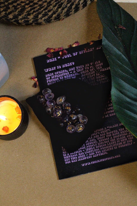 Amethyst Runes Set With Instruction Crystal