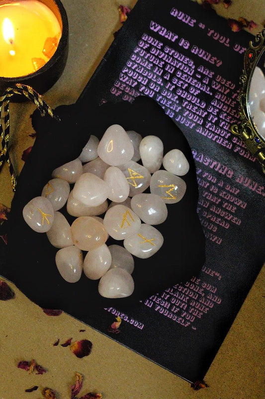 Rose Quartz Runes Set With Intructions Crystal