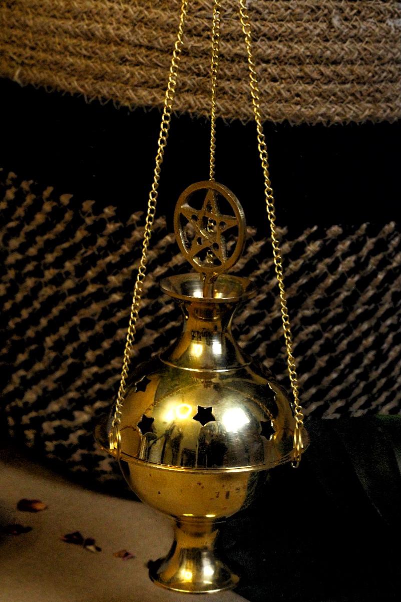 Incense Burner With Gold Finish & Resin