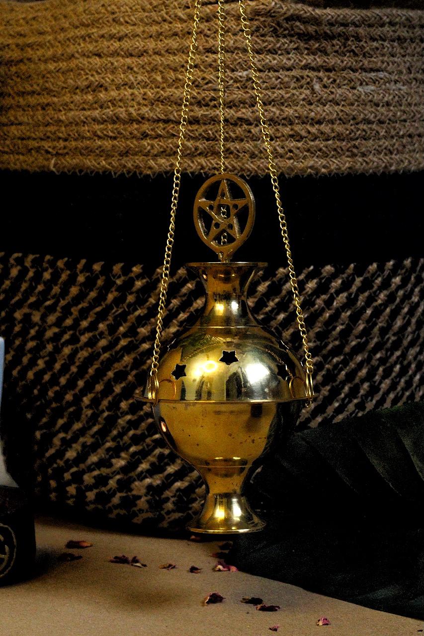 Incense Burner With Gold Finish & Resin