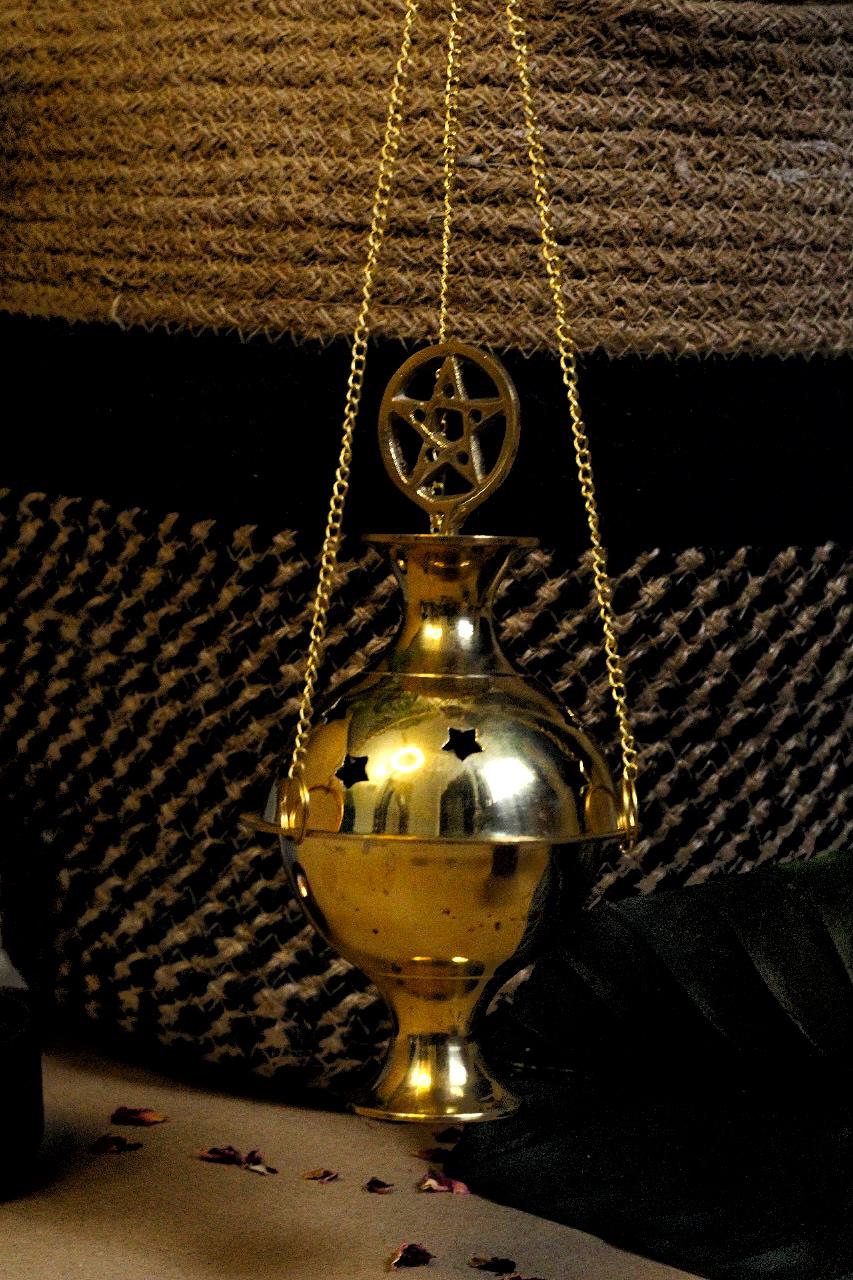 Incense Burner With Gold Finish & Resin