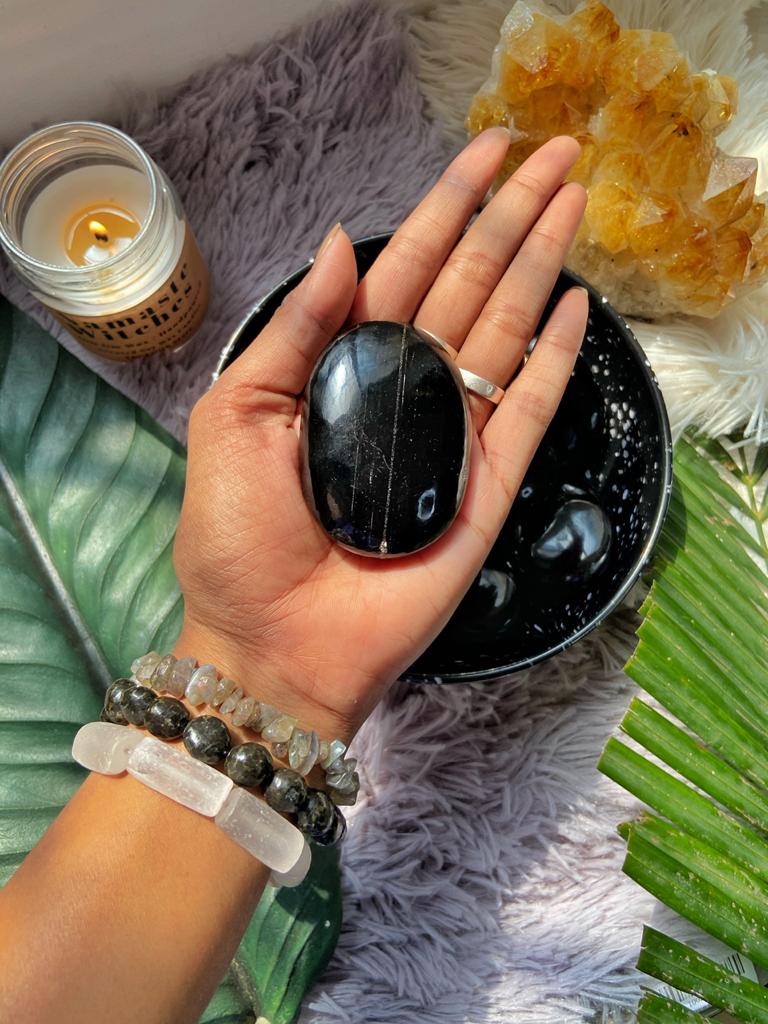 Black Obsidian Palmstone Crystal