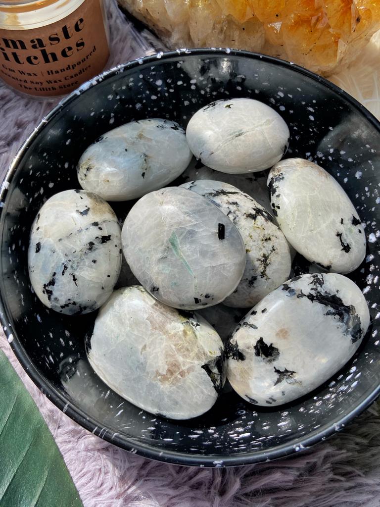 Rainbow Moonstone Palmstone Crystal