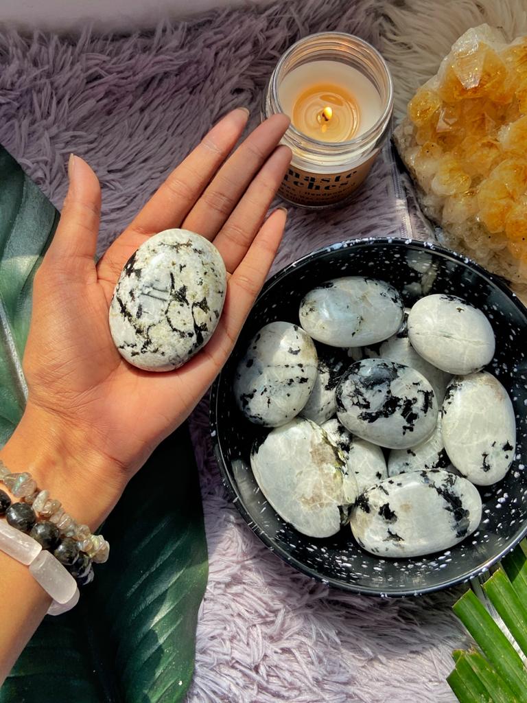 Rainbow Moonstone Palmstone Crystal