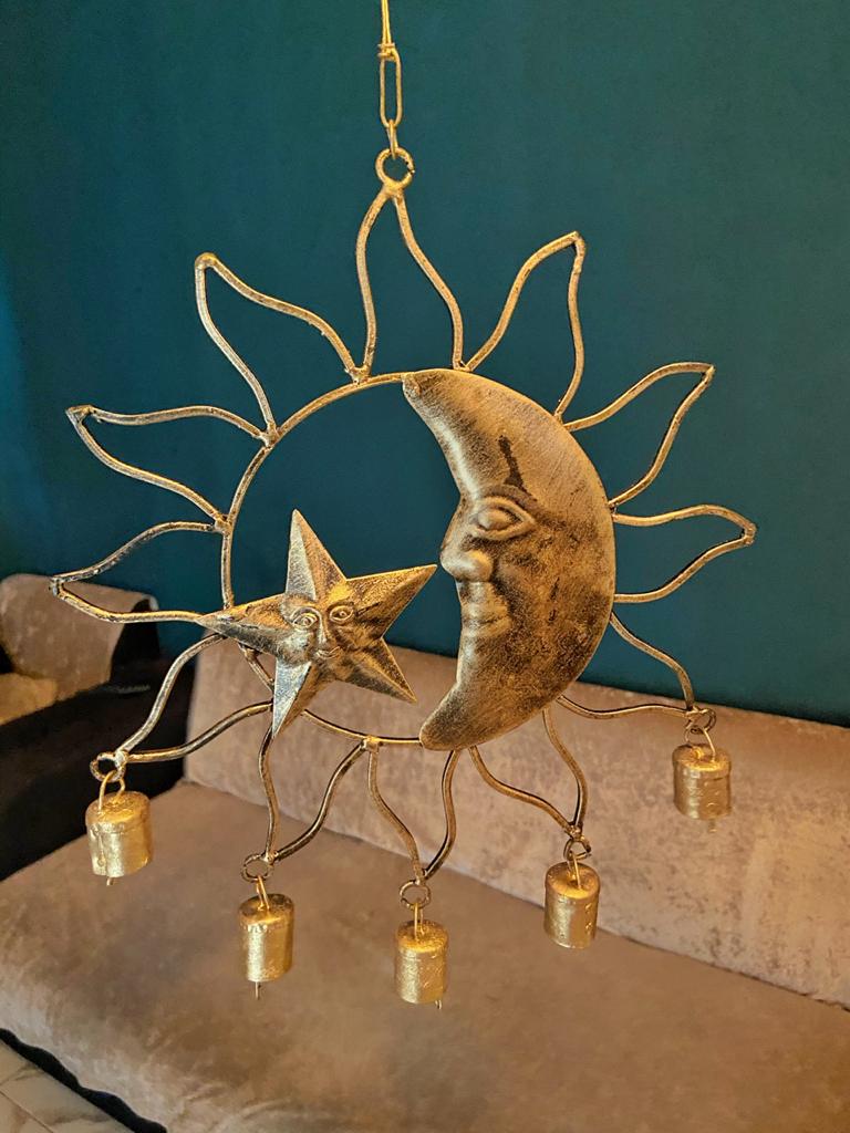 Crescent Moon With Star | Pentagram Wind Chime Altarware Altar