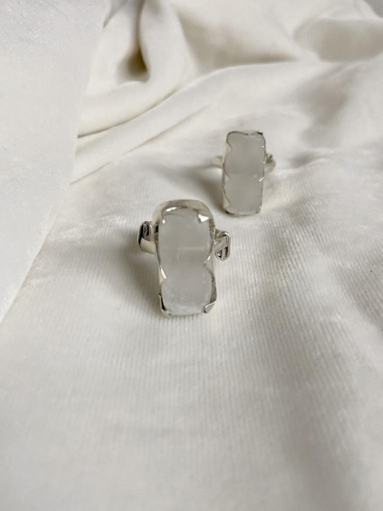 Selenite Silver Adjustable Ring Crystal Jewellery