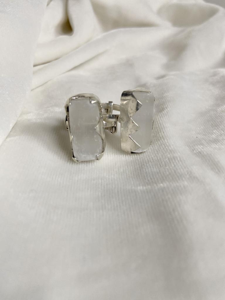 Selenite Silver Adjustable Ring Crystal Jewellery