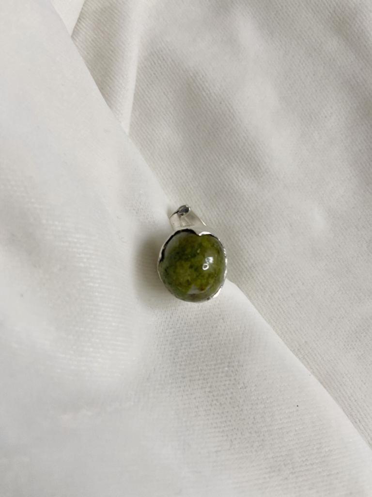 Unakite Silver Adjustable Ring Crystal Jewellery
