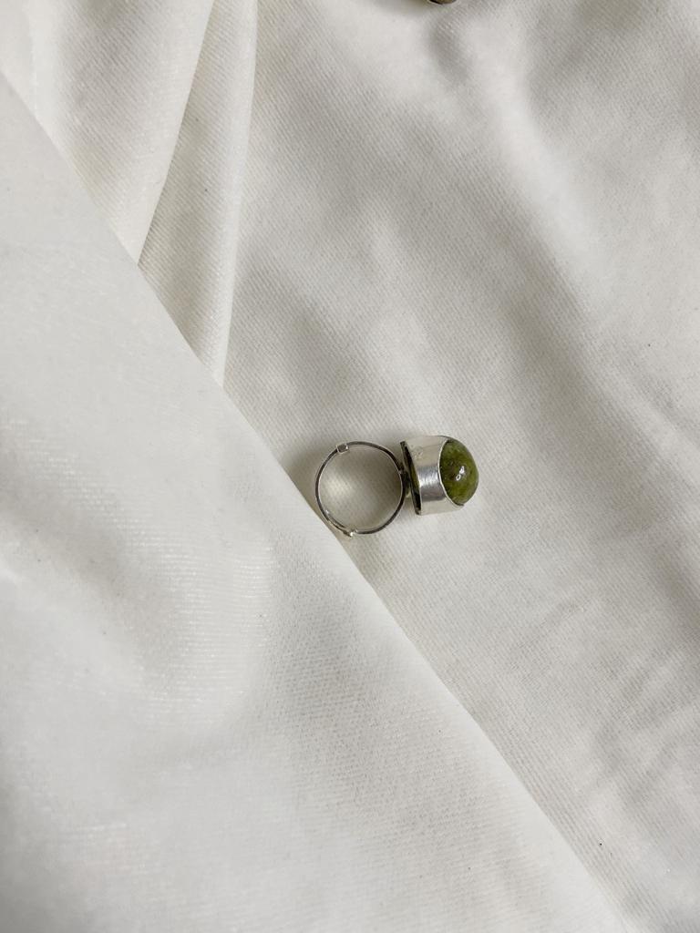 Unakite Silver Adjustable Ring Crystal Jewellery