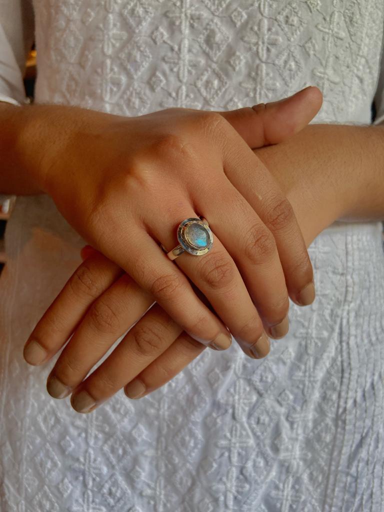 Labradorite Silver Ring Crystal Jewellery