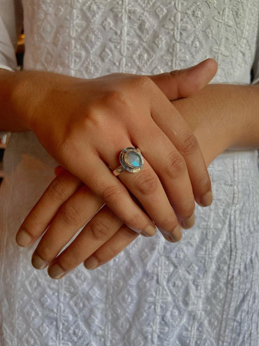 Labradorite Silver Ring Crystal Jewellery