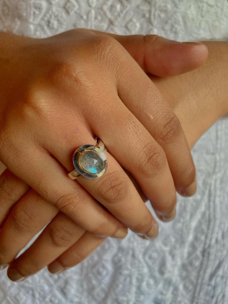 Labradorite Silver Ring Crystal Jewellery