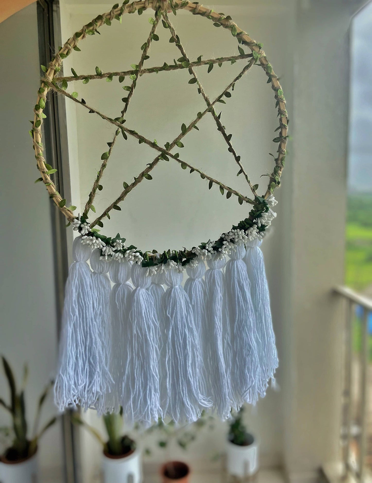Wall Hanging Dreamcatcher With Pentacle Symbol