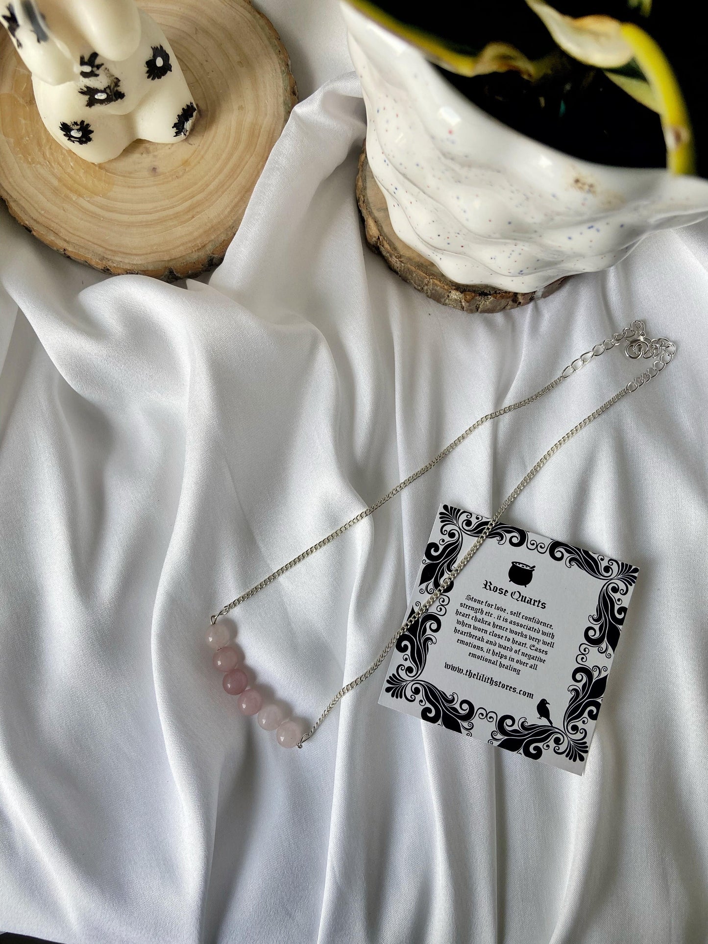 Rose Quartz Bead Necklace Crystal Jewellery