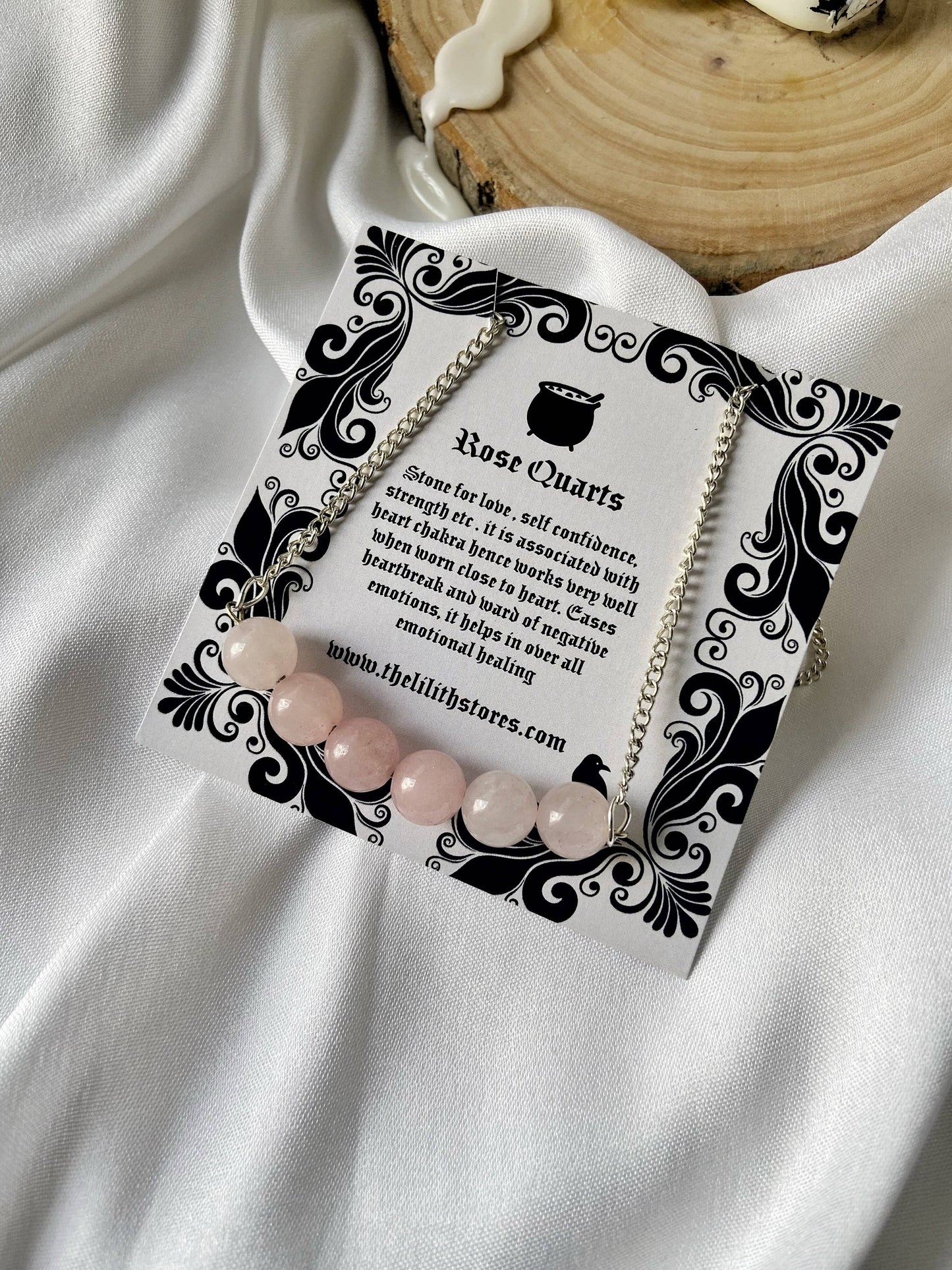 Rose Quartz Bead Necklace Crystal Jewellery