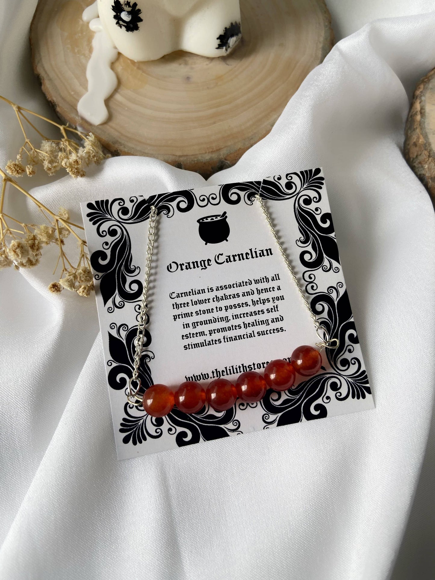 Orange Carnelian Bead Chain Necklace Crystal Jewellery