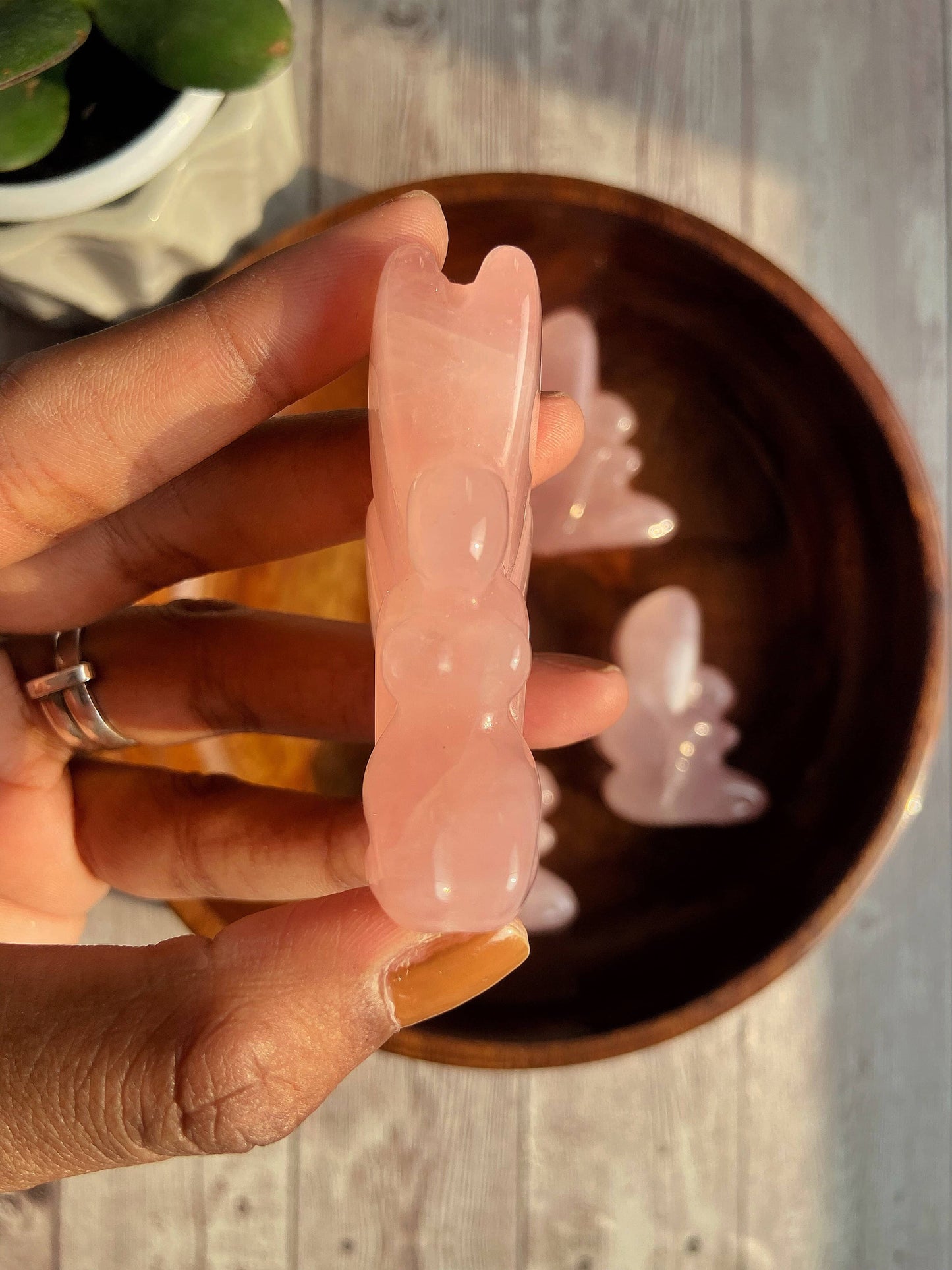 Rose Quartz Fairy Carving Crystal & Stones
