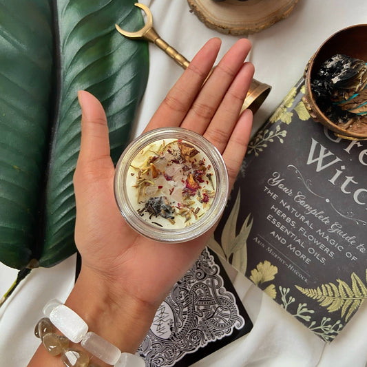 Love Potion Candle | Ritual Herb & Crystal Infused 100 Gm Wax