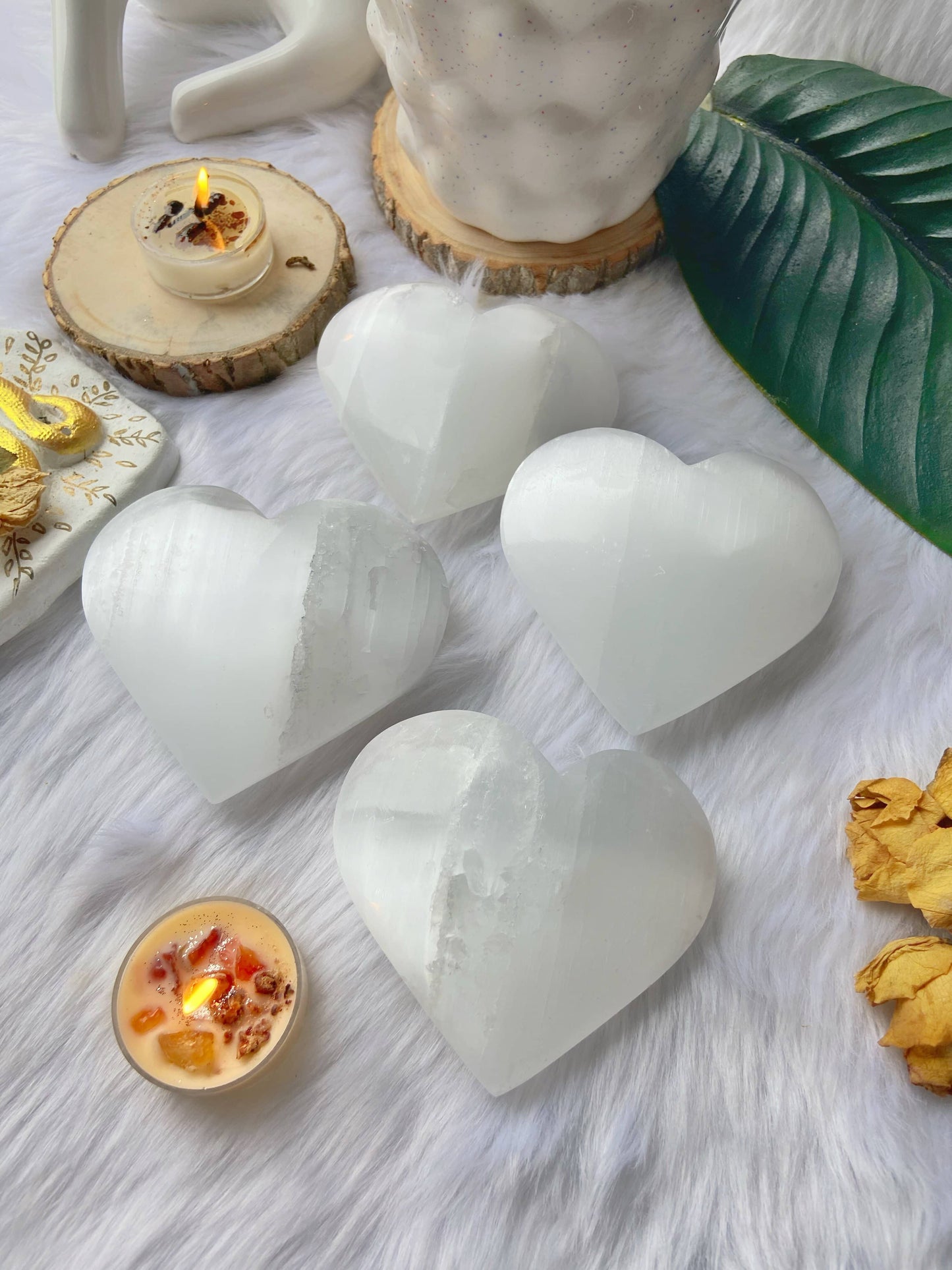Big Selenite Heart | Stone For Spiritual Work & Cleansing Crystal