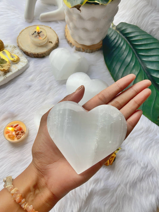 Big Selenite Heart | Stone For Spiritual Work & Cleansing Crystal