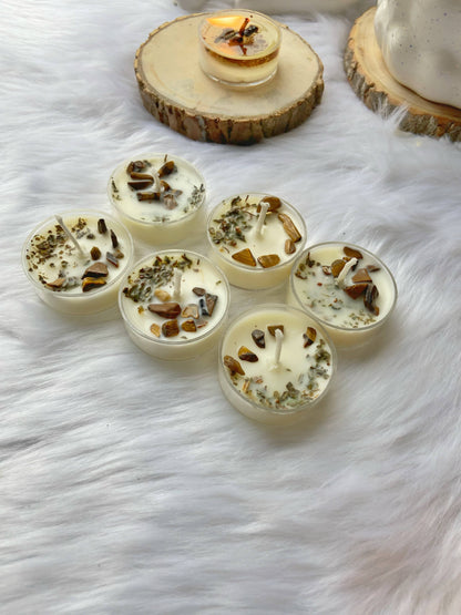 Scented Tea Light Candles - Tiger Eye & Peppermint E.o Set Of 8