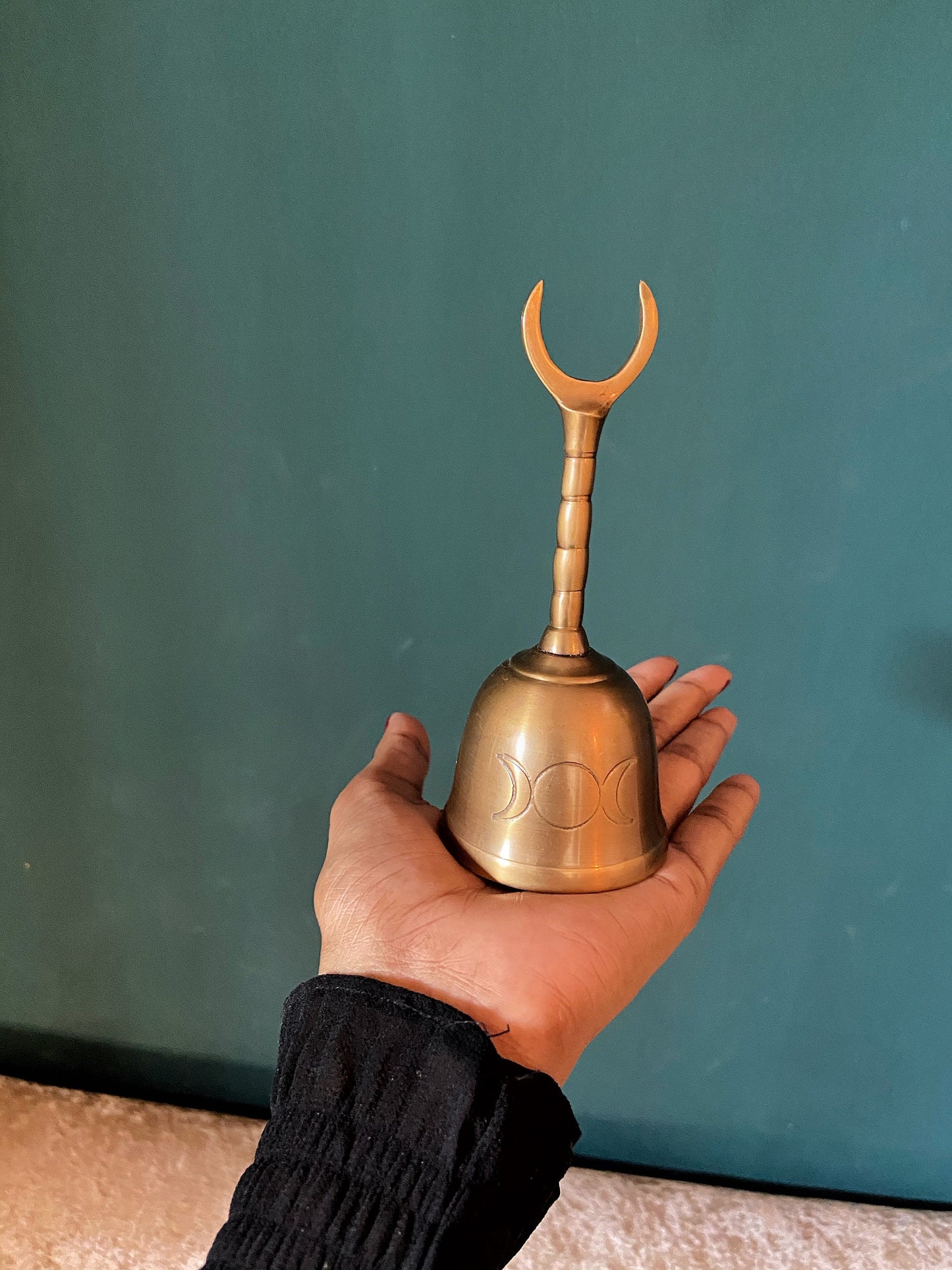 Brass Altar Bell With Triple Moon Symbol Altarware |