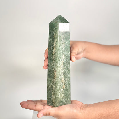 Green Strawberry Quartz Six-Facet Tower – 1384g - Heart Chakra • Uplift the Spirit • Attract Harmony