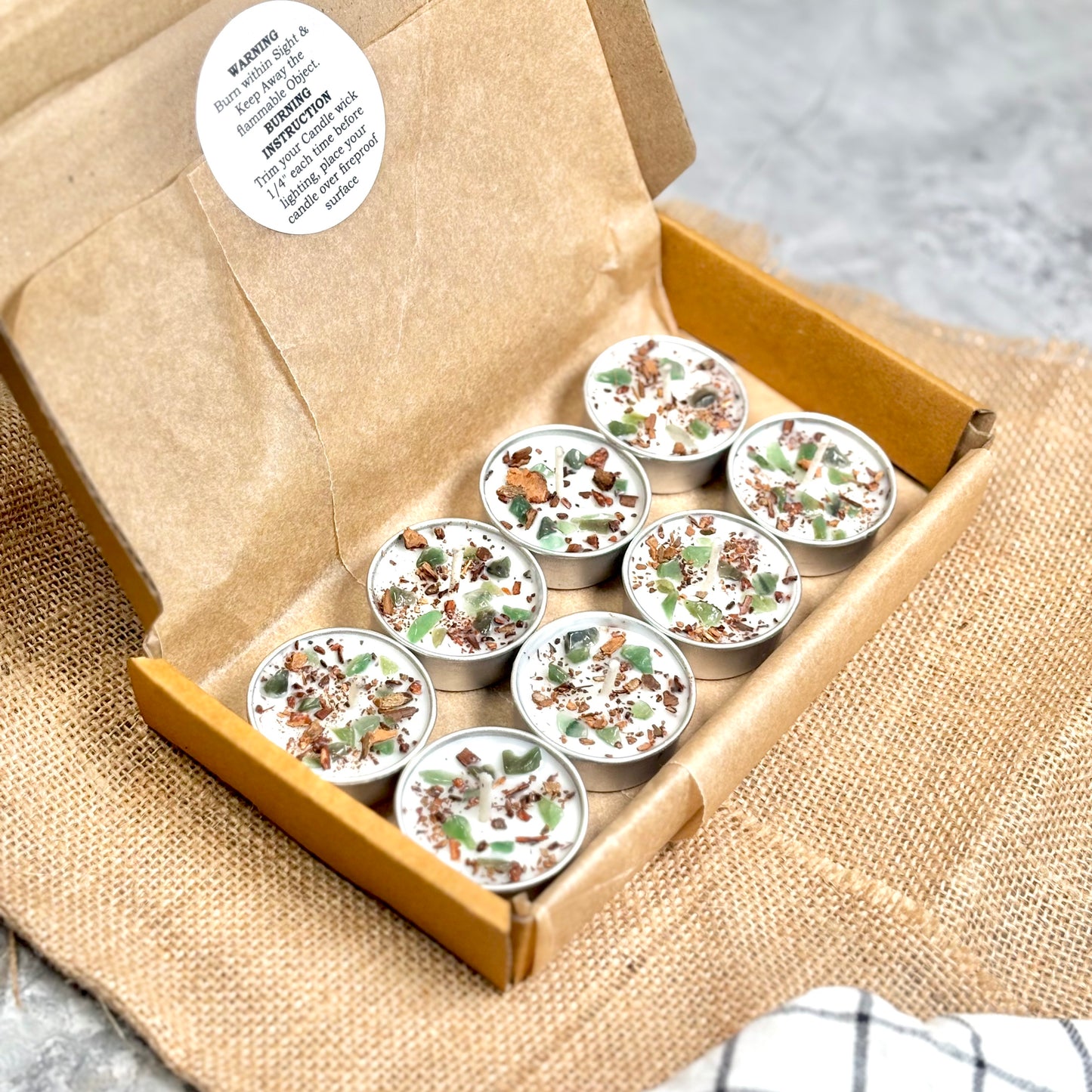 Cinnamon & Green Aventurine Soy Tealight Candle