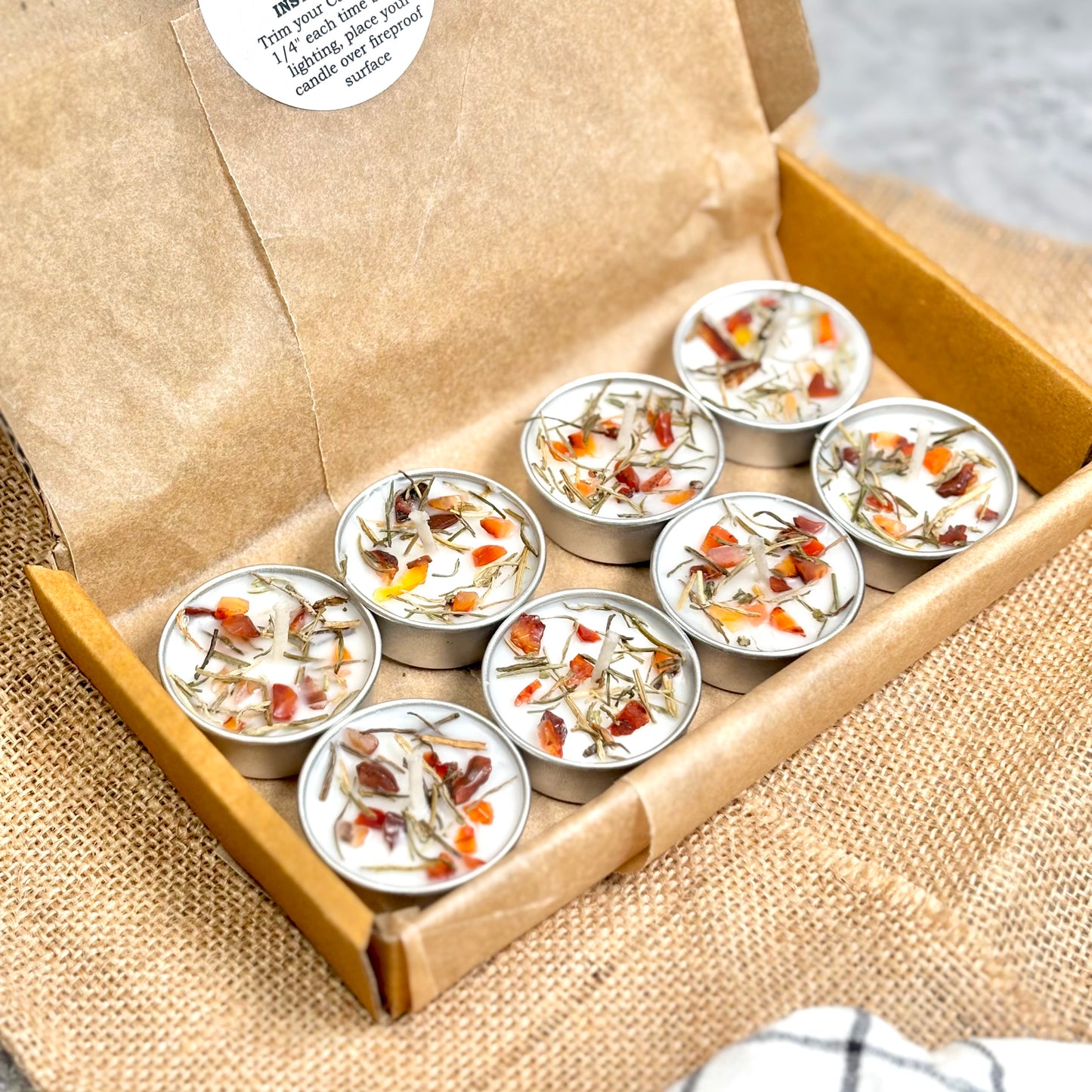 Rosemary & Orange Carnelian Soy Tealight Candle