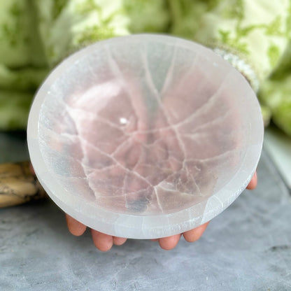 Selenite Bowl - 6 Inches (Satin Spar Selenite) | Stone for Spiritual work & Cleansing