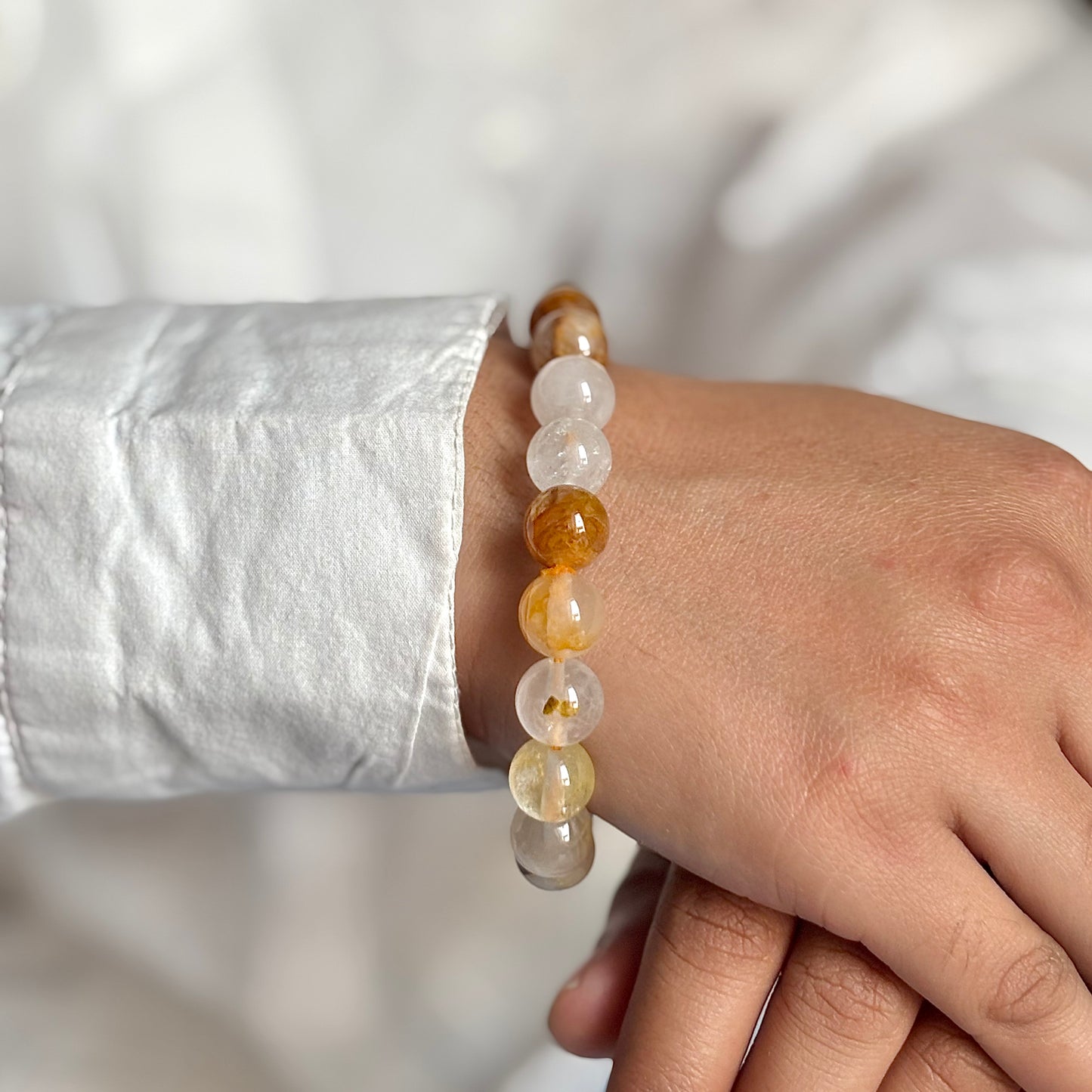 Golden Healer Quartz Bead Bracelet - 10mm | Amplify Personal Power & Boost confidence