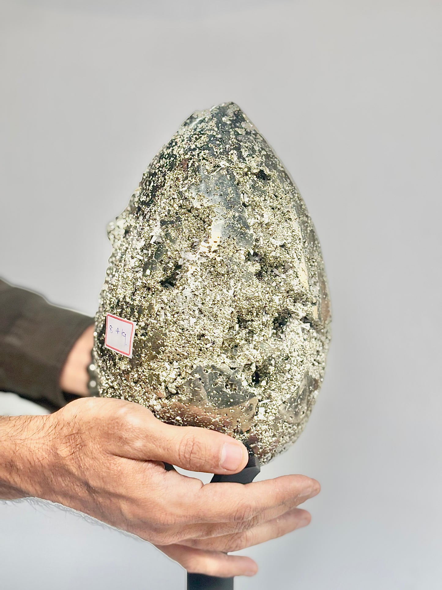 Extra Large Peruvian Pyrite Druzy Egg Carving 8.4 Kg – Abundance & Prosperity