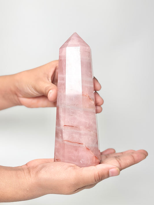 Eight Facet Rose Quartz Tower – 690g - Elegance, Warmth & Gentle Charm