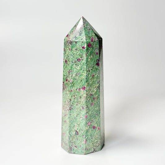 Eight Facet Ruby Fuchsite Tower – 700g - Vivid Colour & Harmonised Form