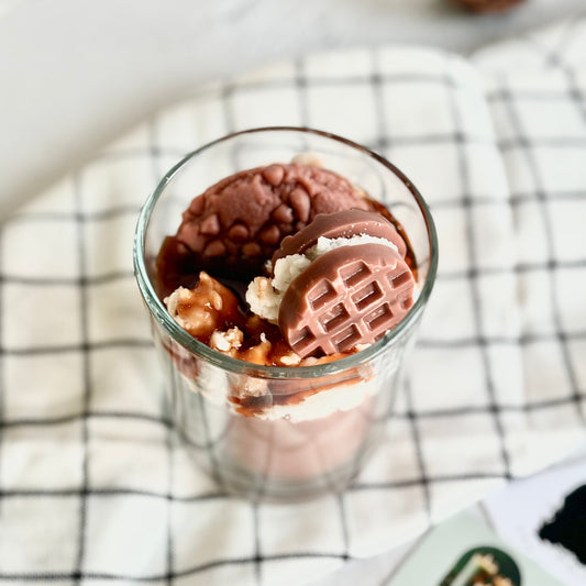 Coffee & Vanilla Topped with Cookie and waffle Dessert Decorative soy scented Candle