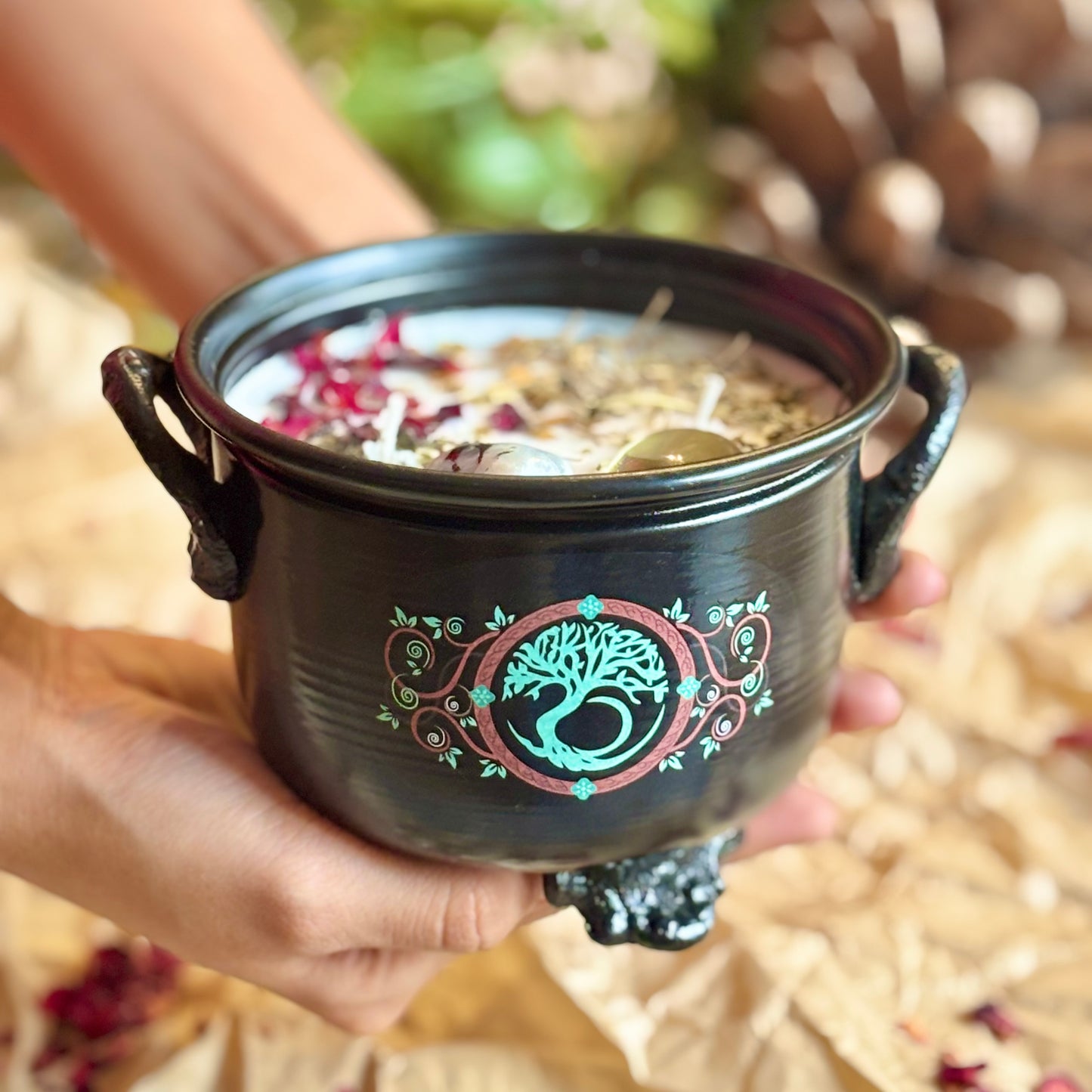 Cauldron Candle | New Beginning , Growth & Stability | Tree of Life Print