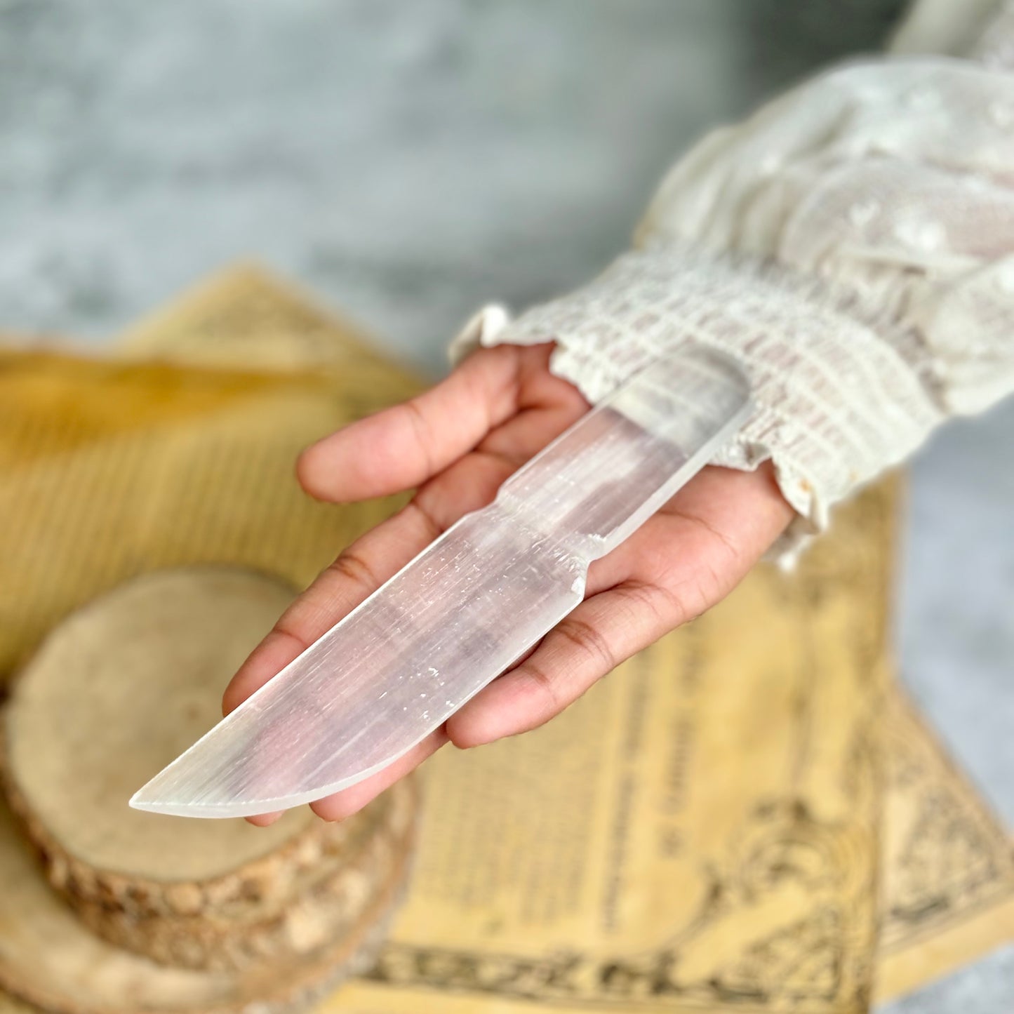 Selenite Knife (Satin Spar Selenite) | Stone for Spiritual work & Cleansing