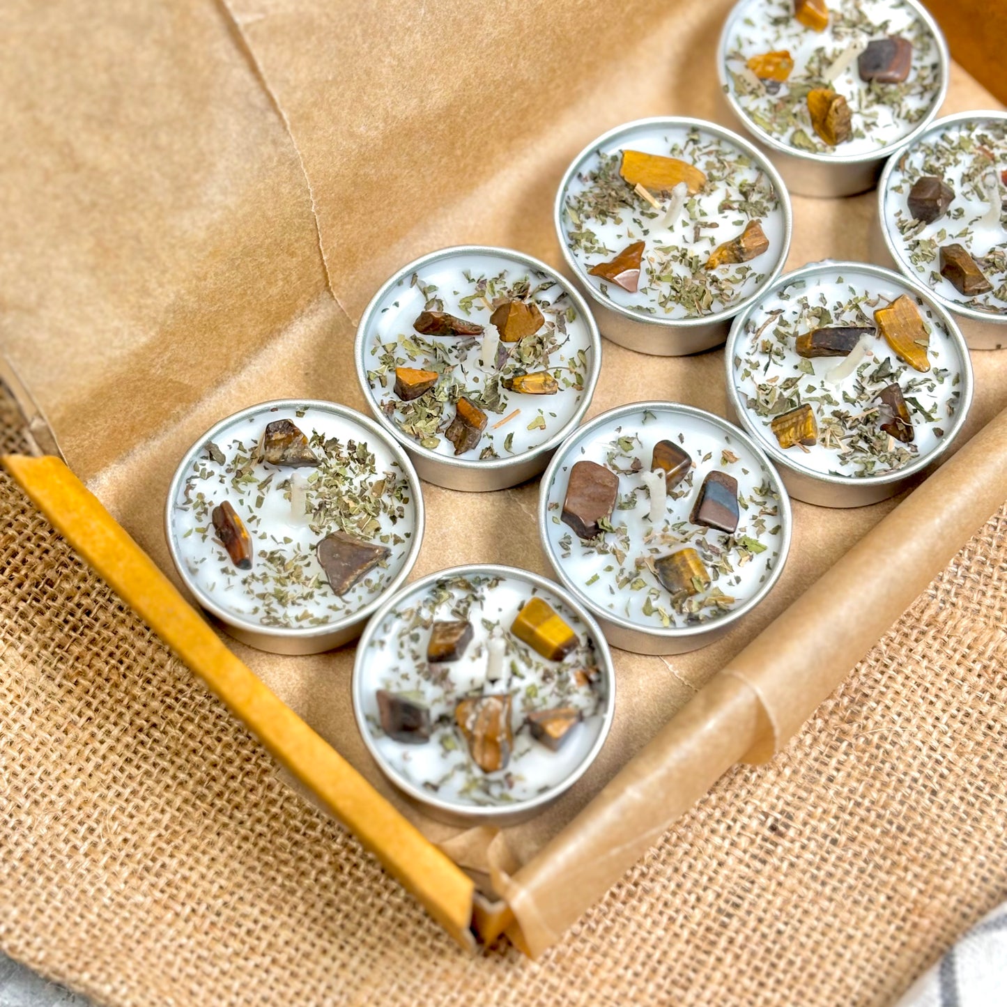 Peppermint & Tiger’s Eye Soy Tealight Candle