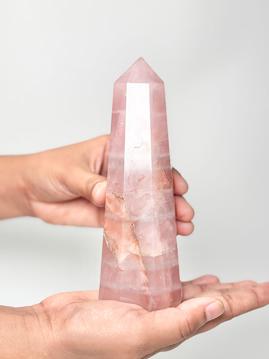 Eight Facet Rose Quartz Tower – 520g - Elegance, Warmth & Gentle Charm