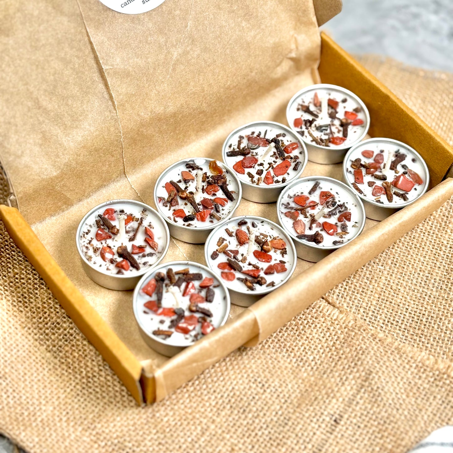 Clove & Red Jasper Soy Tealight Candle