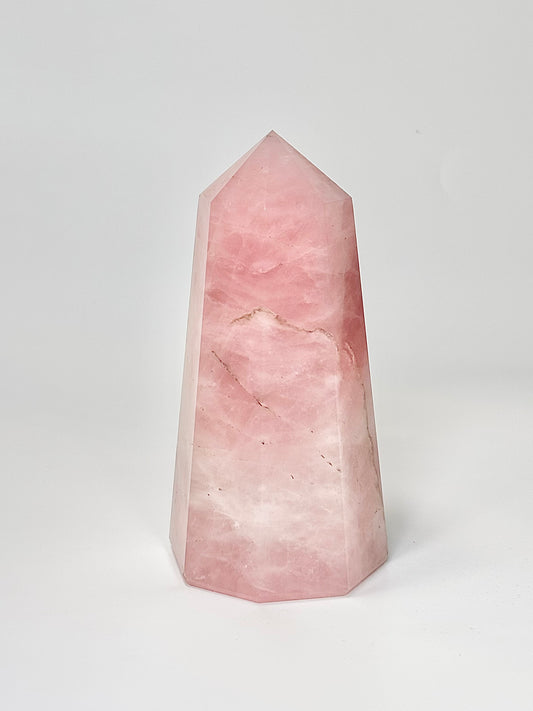 Eight Facet Rose Quartz Tower – 850g - Elegance, Warmth & Gentle Charm