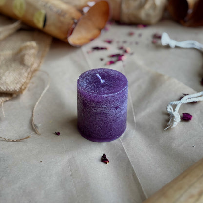 Purple Pillar Candle 2 Inch – Paraffin Wax Ritual & Décor Candle | Pack of 4