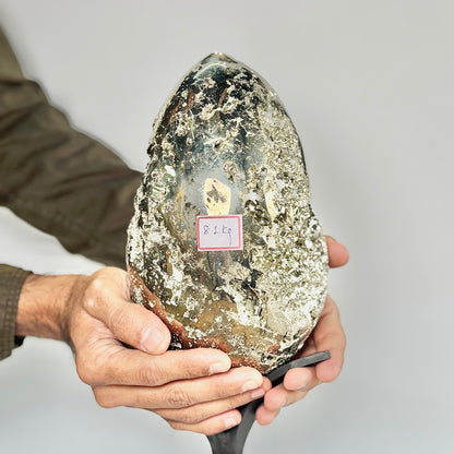 Extra Large Peruvian Pyrite Druzy Egg Carving 8.1 Kg – Abundance & Prosperity