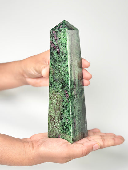 Eight Facet Zoisite Tower – 790g - Natural Green Beauty & Balanced Design