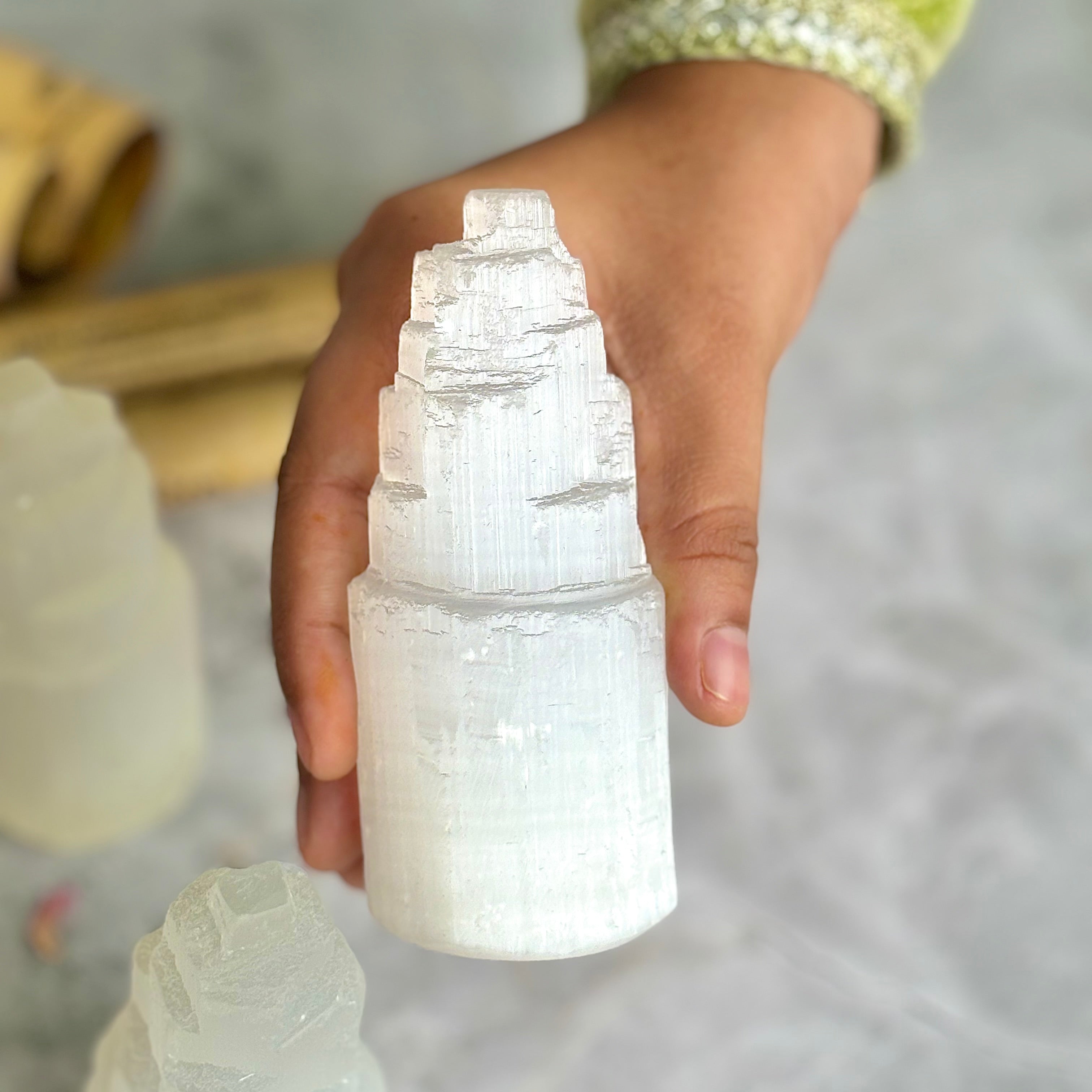 6” Selenite high quality Tower (satin spar)